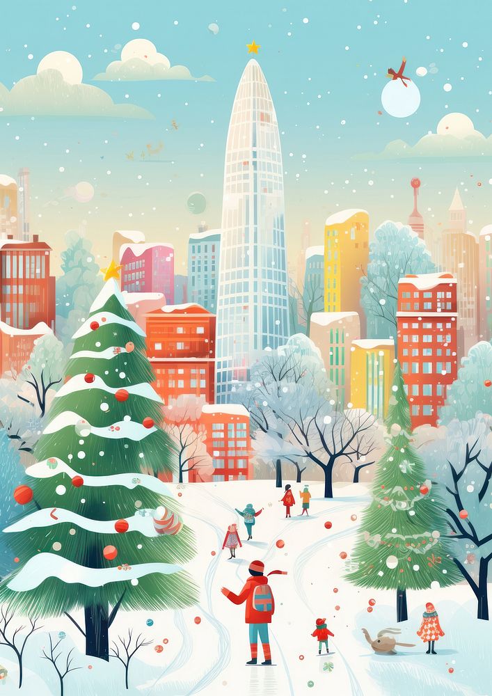 Christmas New York christmas outdoors winter. AI generated Image by rawpixel.