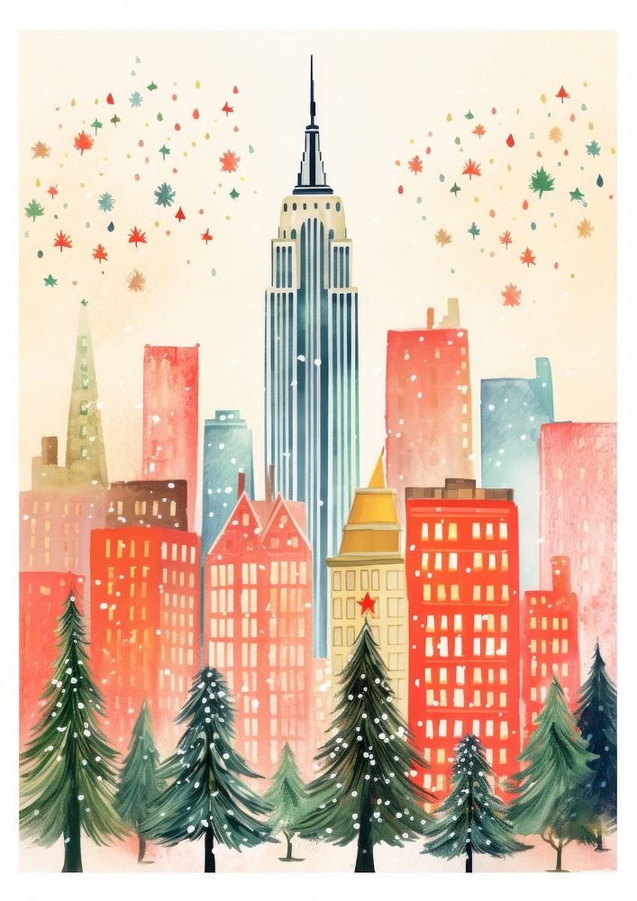 Christmas New York architecture christmas building. AI generated Image by rawpixel.