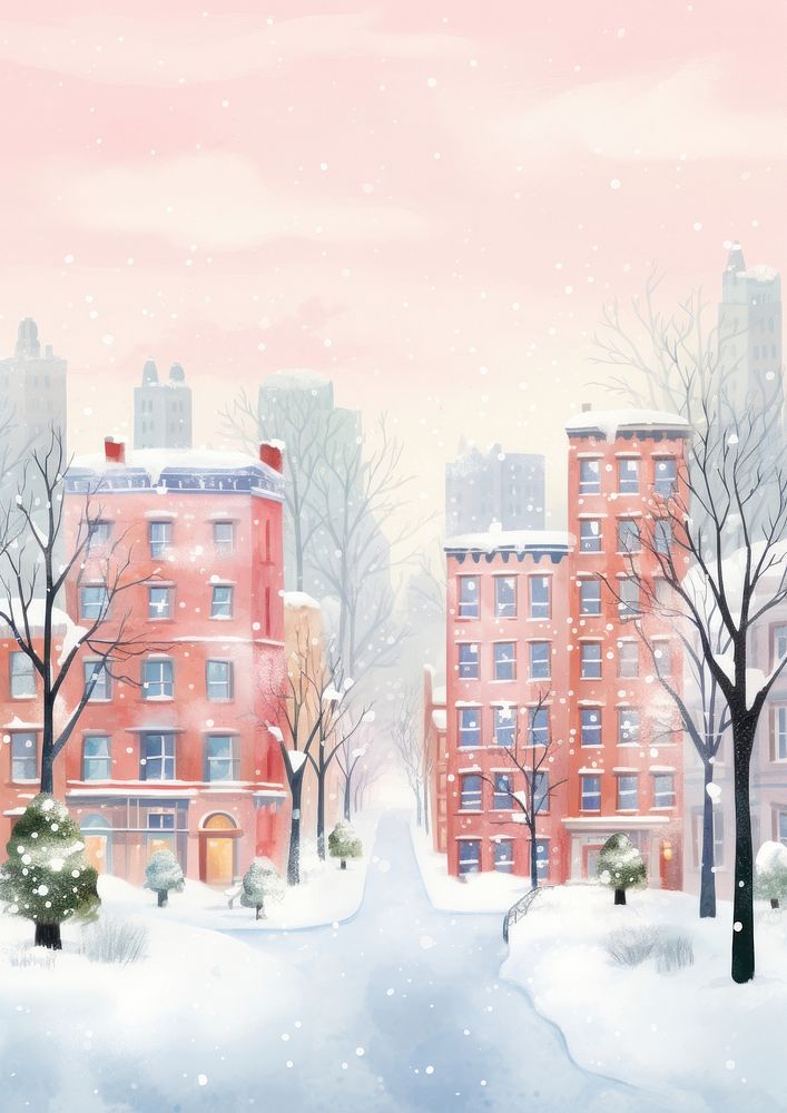 Snowy Christmas New York Condominium snow outdoors winter. AI generated Image by rawpixel.