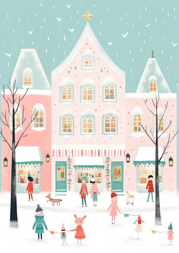 Snowy Christmas Department Store snow christmas outdoors. AI generated Image by rawpixel.