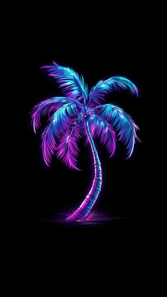 Coconut tree light nature purple. AI generated Image by rawpixel.