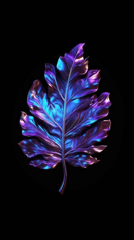Neon Oblong leaf pattern purple plant. AI generated Image by rawpixel.