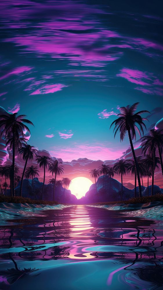 Neon sunset backgrounds landscape outdoors nature. AI generated Image by rawpixel.