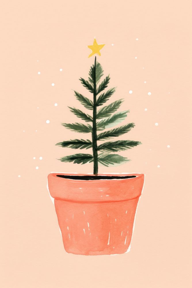 Mini christmas tree pot plant leaf fir. AI generated Image by rawpixel.