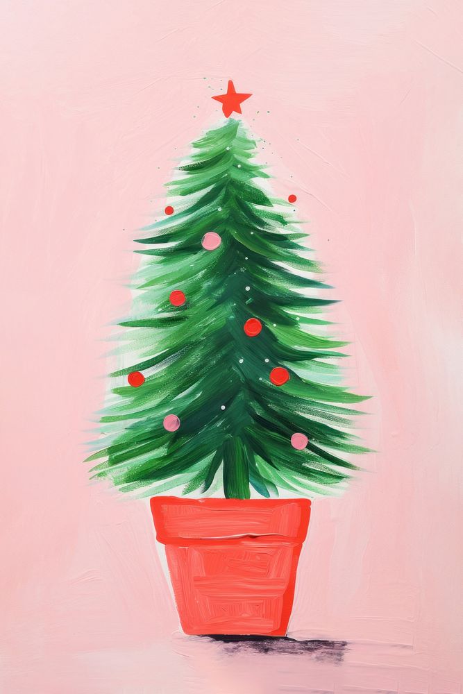 Mini christmas tree pot plant art celebration. AI generated Image by rawpixel.