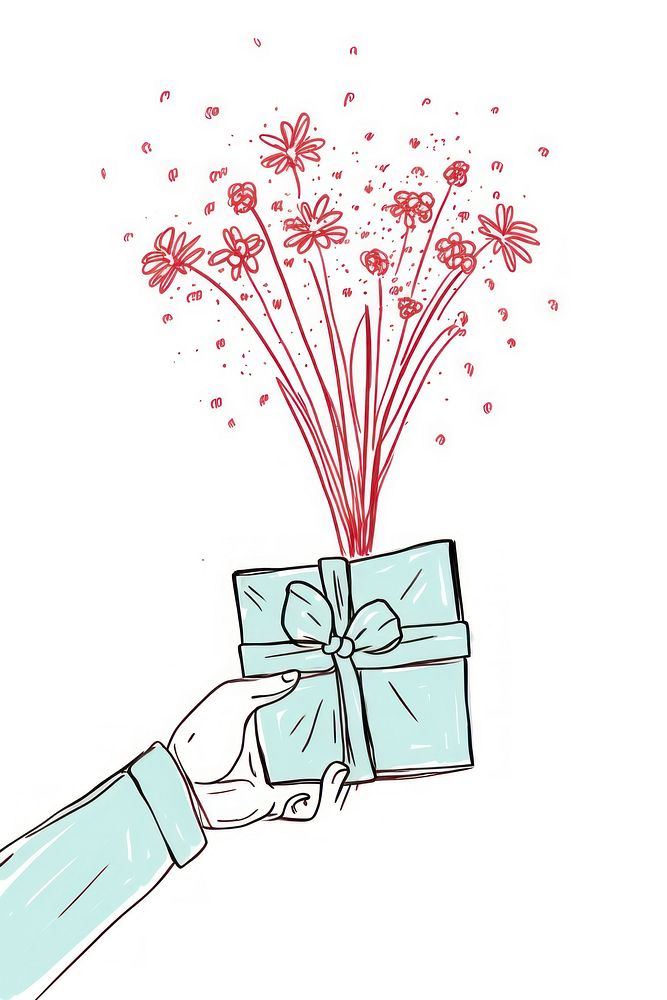 Gift boxes holding drawing flower. AI generated Image by rawpixel.