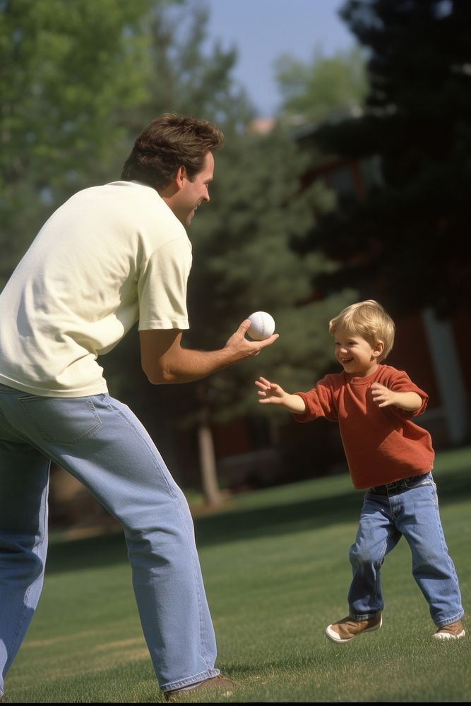 Father teaching son baseball outdoors father. AI generated Image by rawpixel.