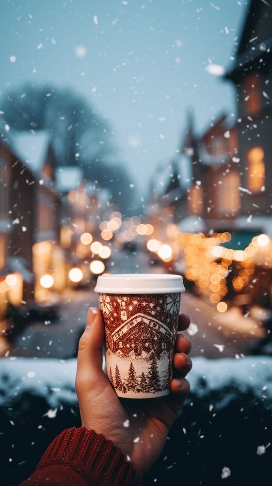 Coffee cup outdoors holding winter. AI generated Image by rawpixel.