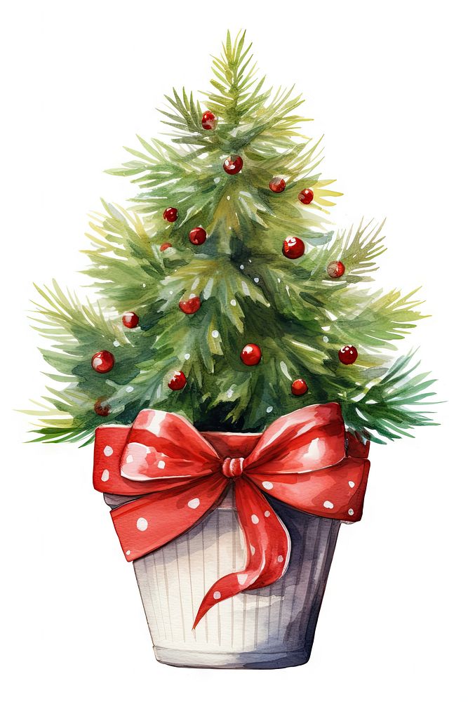 Christmas tree plant white background. AI generated Image by rawpixel.