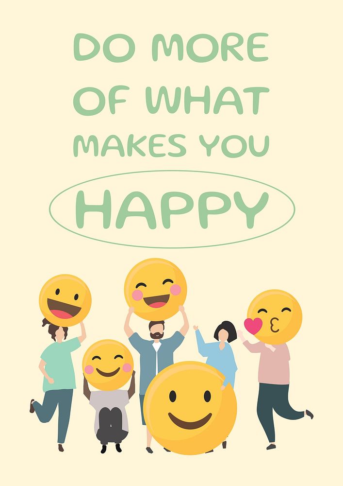 Happy emoji  poster template