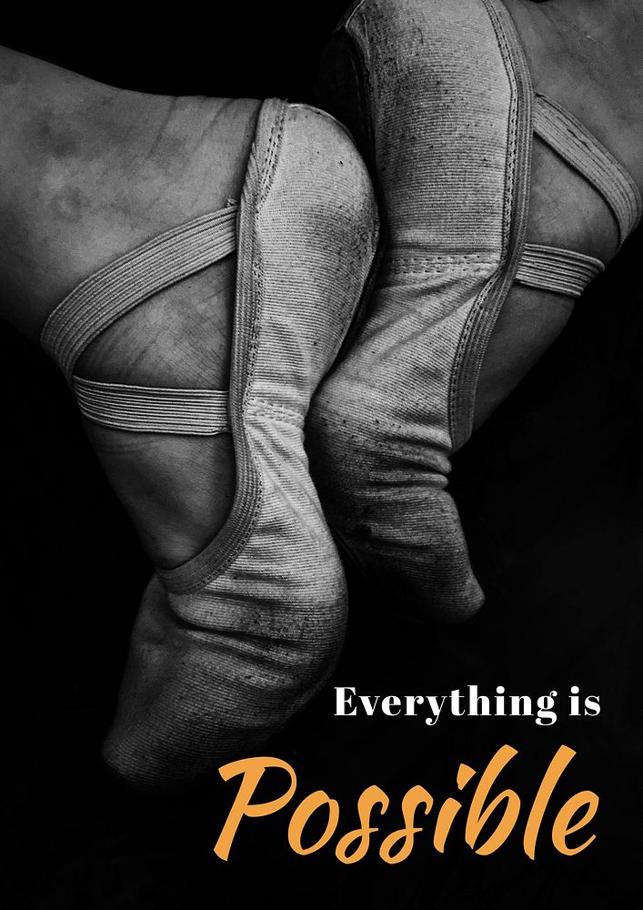 Motivational ballerina poster template