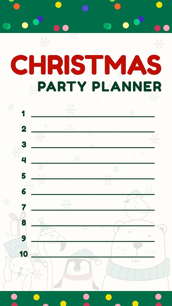 Christmas party planner Instagram story template