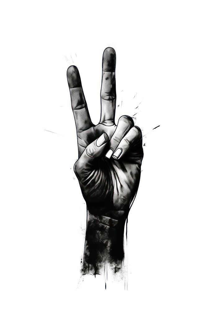 V sign hand drawing finger. AI generated Image by rawpixel.