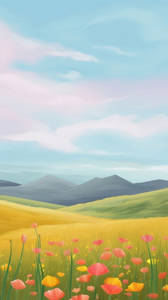 Landscape field backgrounds grassland. AI generated Image by rawpixel.