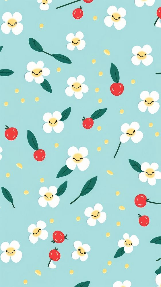 Emoji face pattern backgrounds flower. AI generated Image by rawpixel.