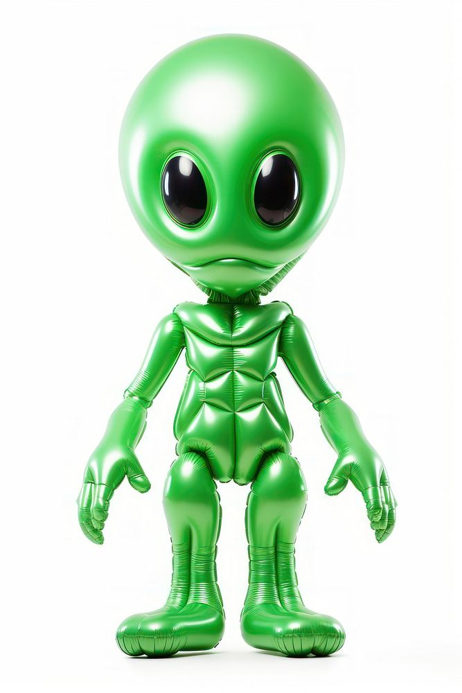 Alien green toy white background. AI generated Image by rawpixel.