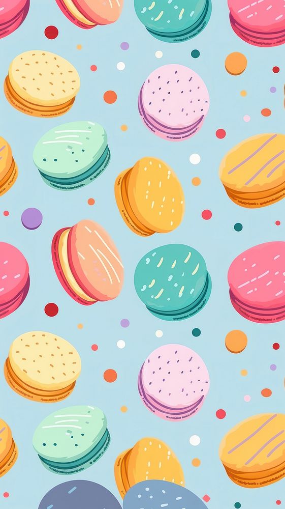 Macaroon pattern backgrounds food. AI generated Image by rawpixel.