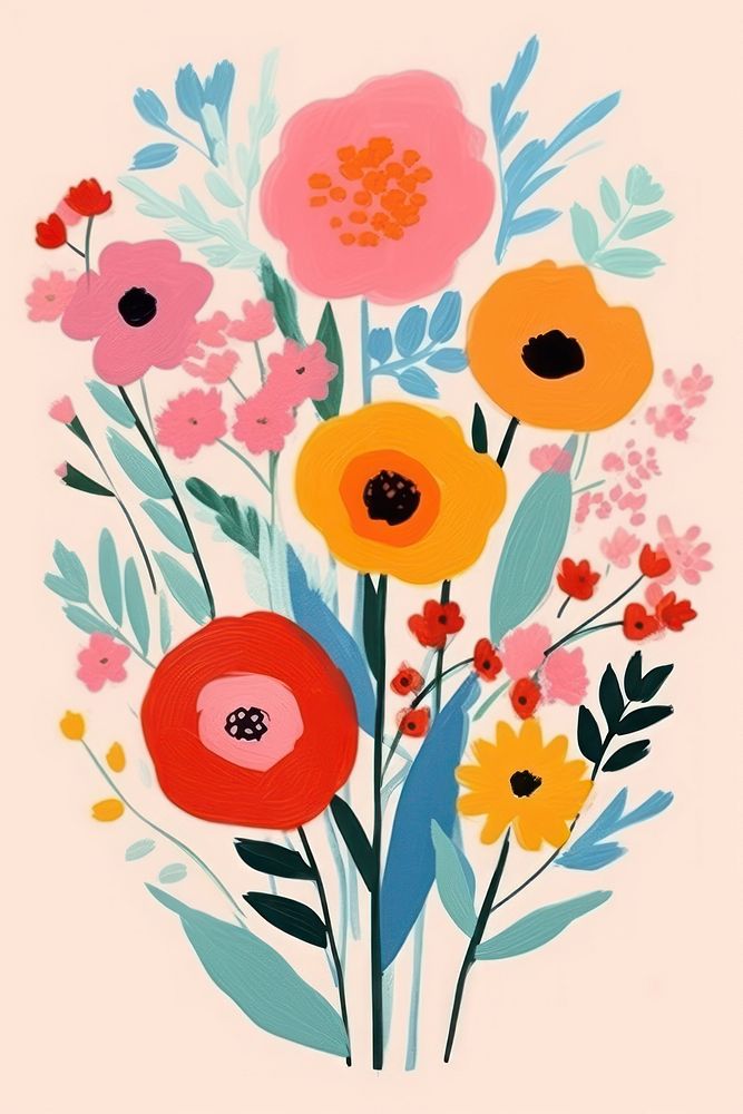 Floral bouquet art painting pattern. AI generated Image by rawpixel.