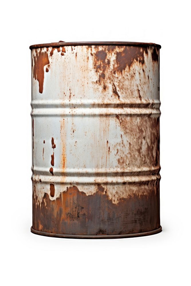 Rusty oil barrel white background architecture container. AI generated Image by rawpixel.