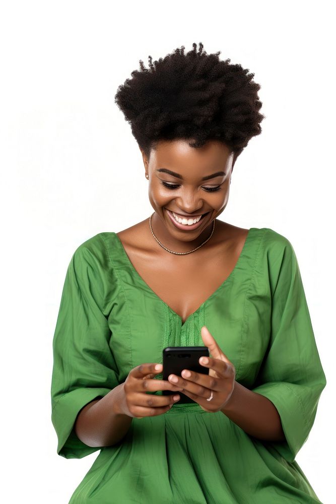 Happy african women portrait adult phone. AI generated Image by rawpixel.