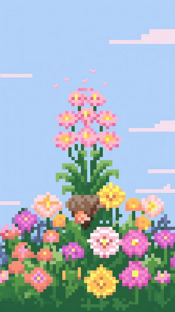 Flower garden art graphics pattern. AI generated Image by rawpixel.
