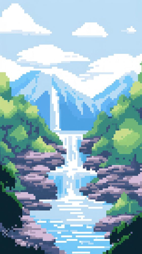 River waterfall landscape mountain. AI generated Image by rawpixel.