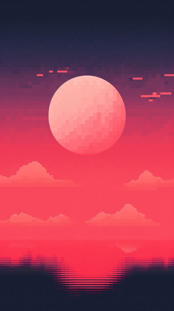 Vintage painting of the big red moon at night outdoors nature sky. AI generated Image by rawpixel.