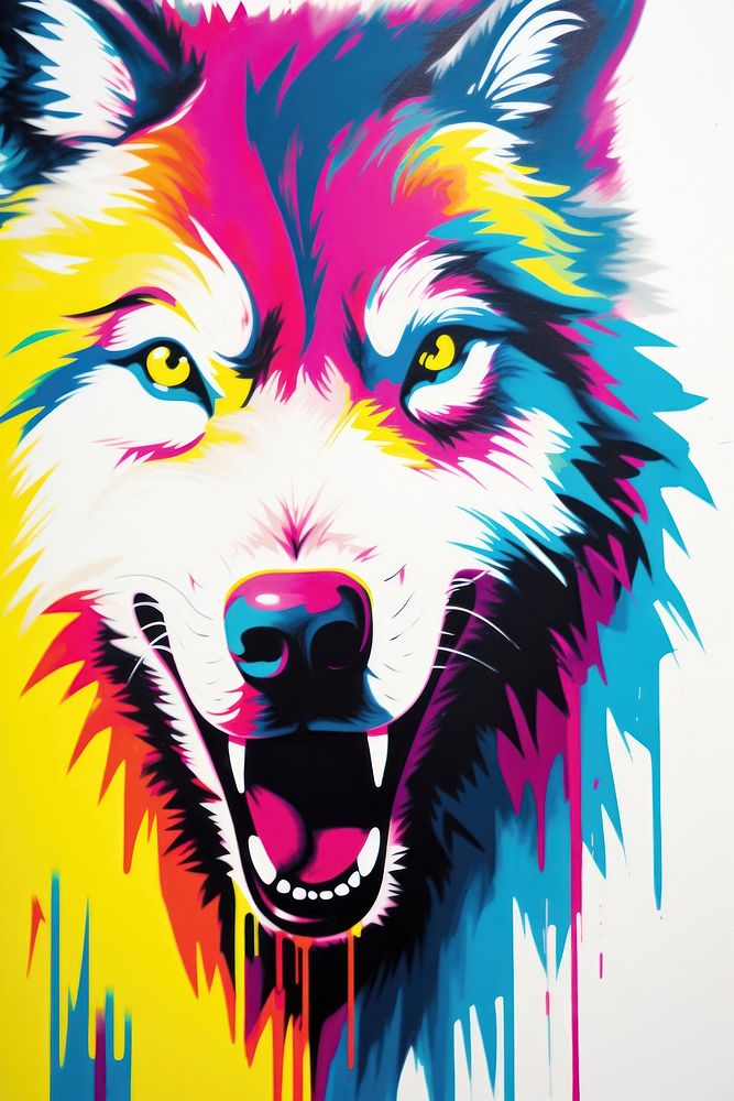 Wolf painting mammal pet. AI generated Image by rawpixel.