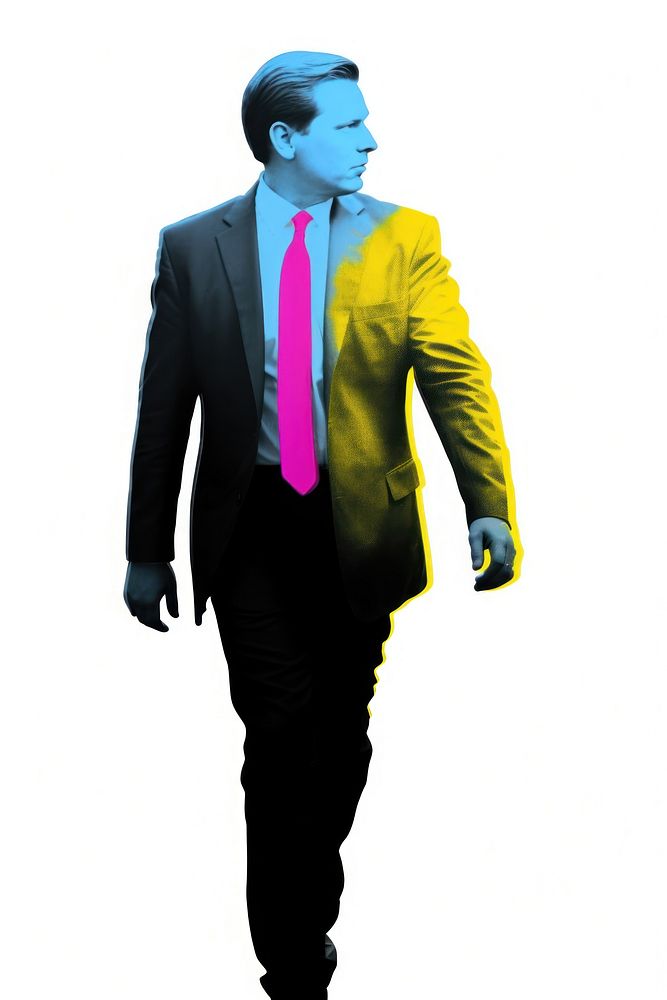 Business man walking necktie blazer tuxedo. AI generated Image by rawpixel.