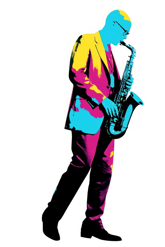 Musician man playing saxophone adult white background saxophonist. AI generated Image by rawpixel.