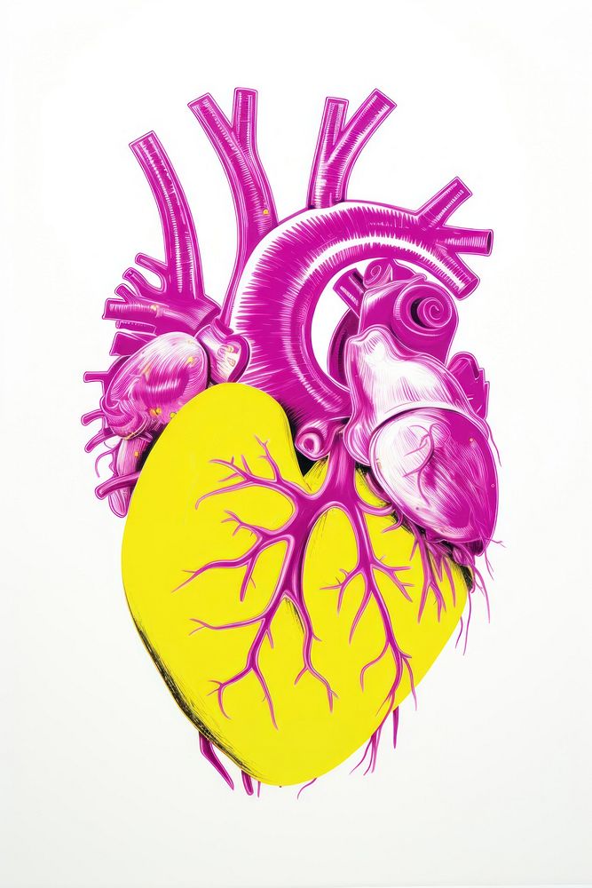 Organ heart drawing purple sketch. AI generated Image by rawpixel.
