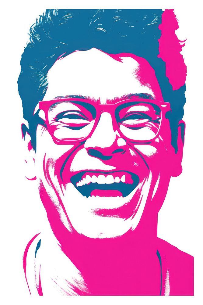 Happy man portrait laughing glasses. AI generated Image by rawpixel.