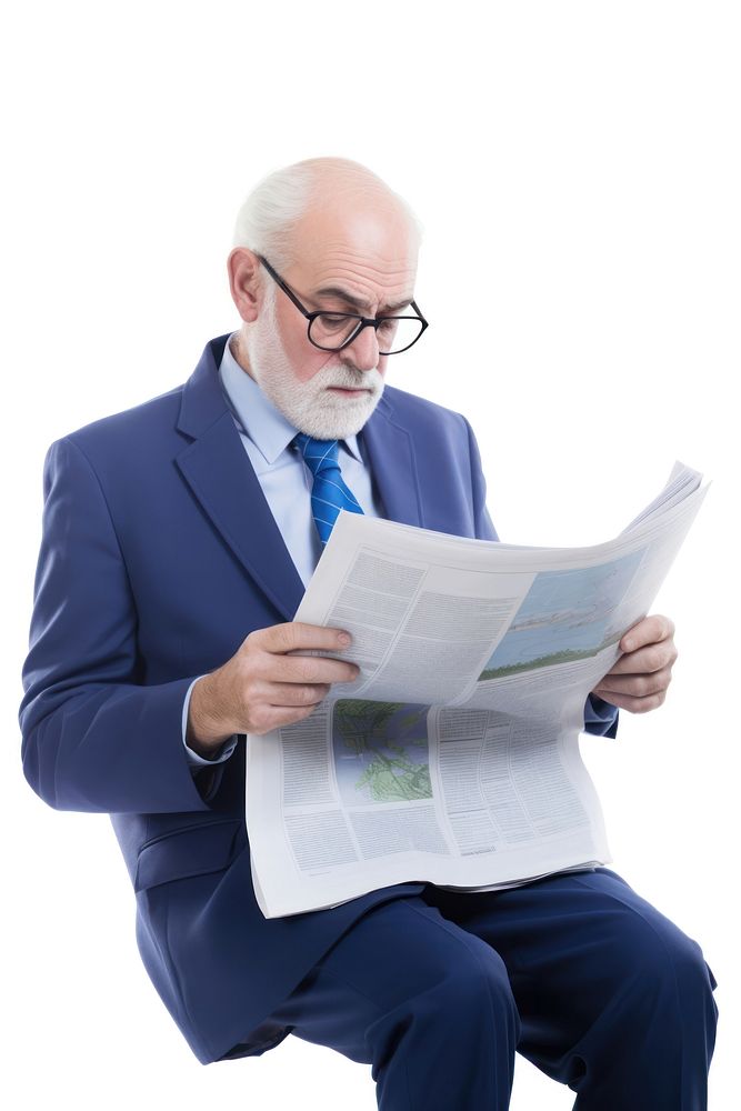 Senior man reading sitting paper. AI generated Image by rawpixel.