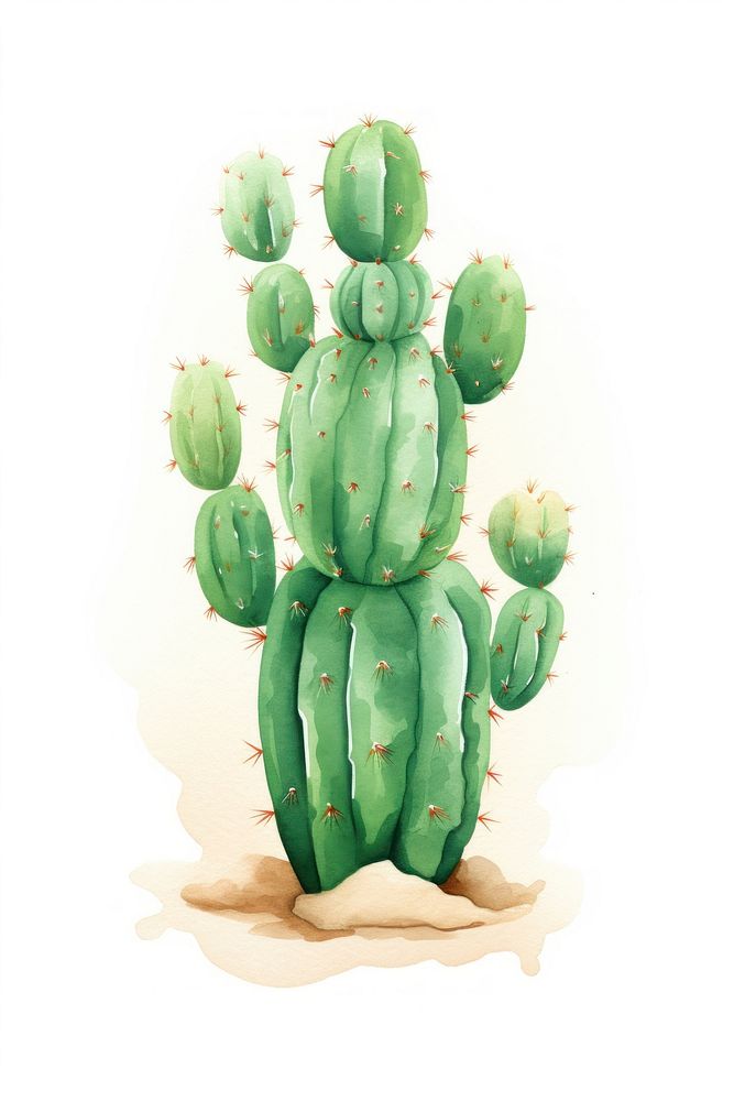 Cactus in desert plant green white background. AI generated Image by rawpixel.