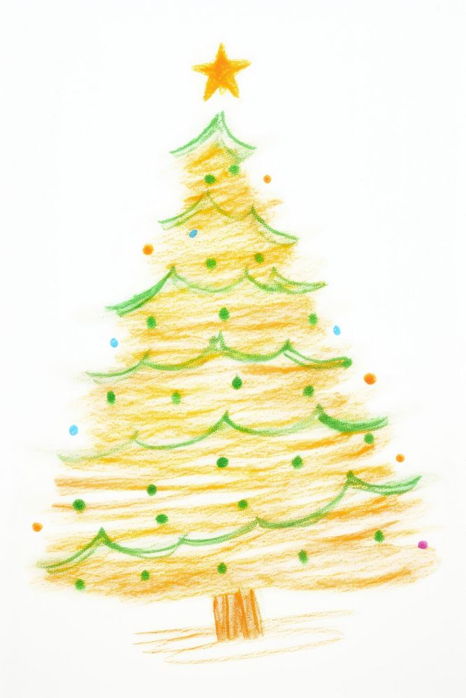 Christmas tree drawing anticipation illuminated. AI generated Image by rawpixel.