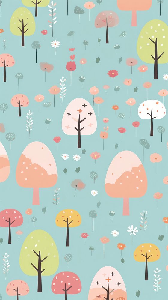 Cute wallpaper pattern plant backgrounds. AI generated Image by rawpixel.
