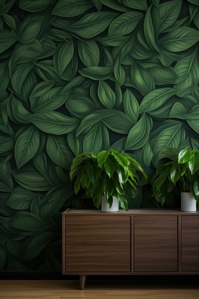 Wallpaper green plant leaf. AI generated Image by rawpixel.