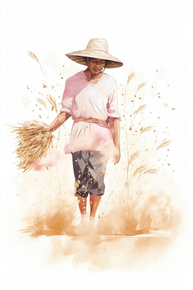 Farmer holding rice outdoors harvest nature. AI generated Image by rawpixel.