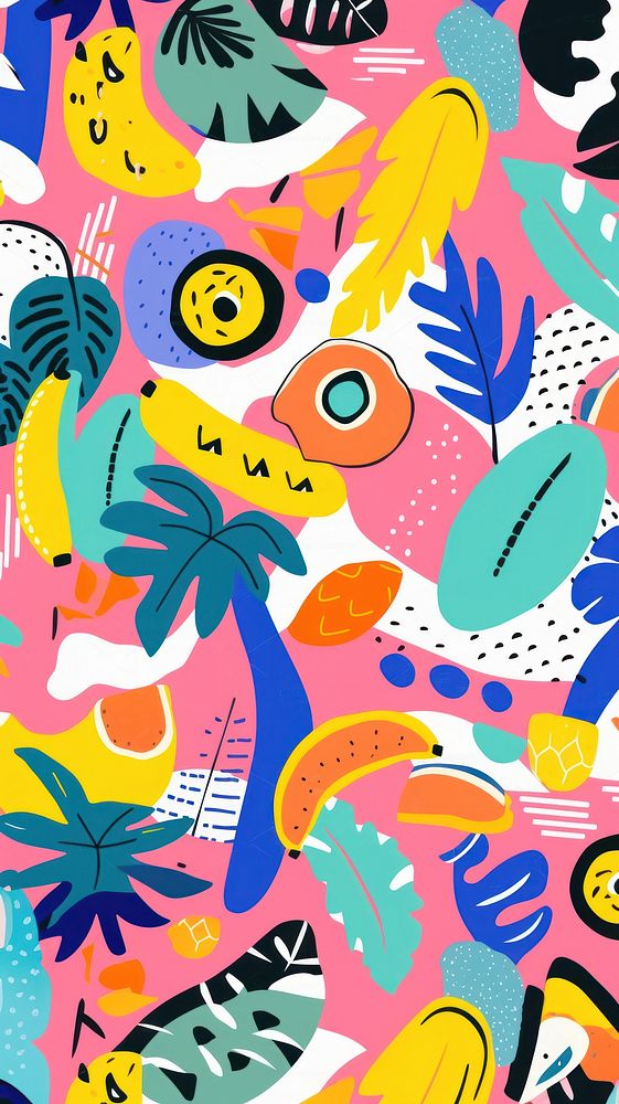 Vibrant tropical fruits pattern abstract graphics art. AI generated Image by rawpixel.