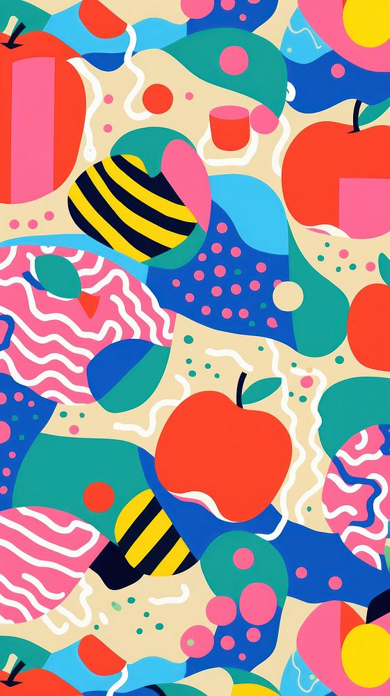 Vibrant apple pattern abstract graphics art. AI generated Image by rawpixel.