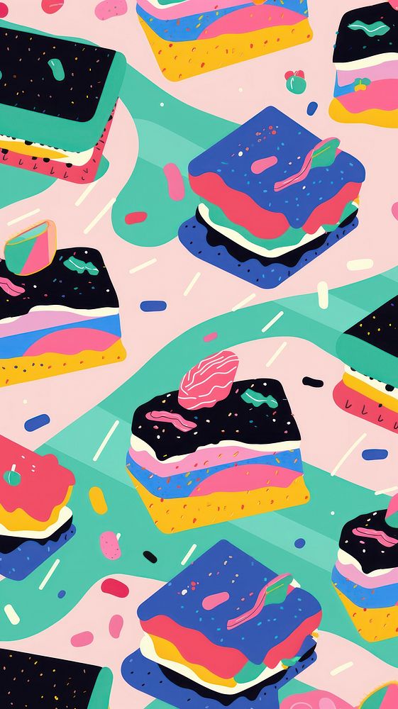 Vibrant cake pattern art backgrounds creativity. AI generated Image by rawpixel.