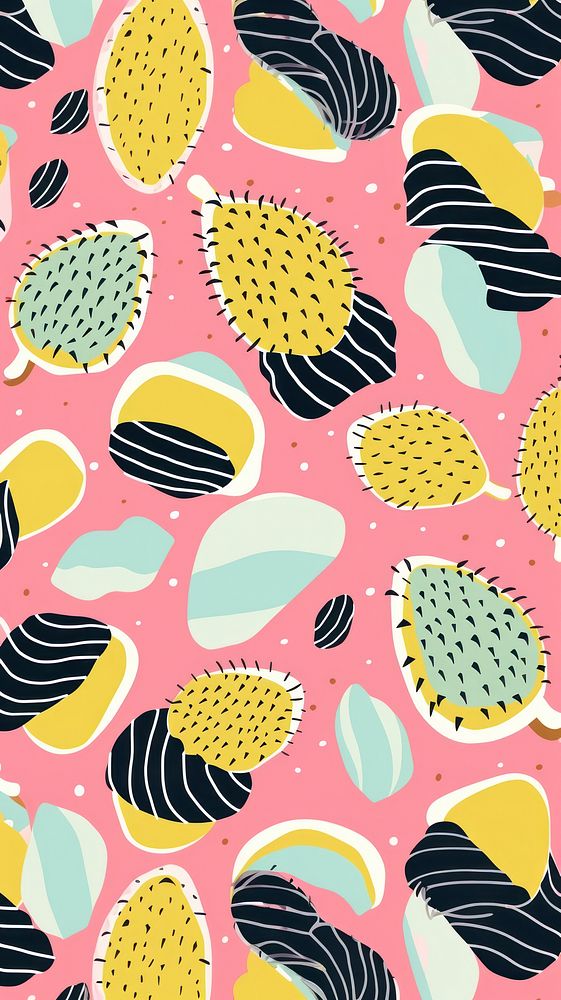 Vibrant durian pattern backgrounds repetition applique. AI generated Image by rawpixel.