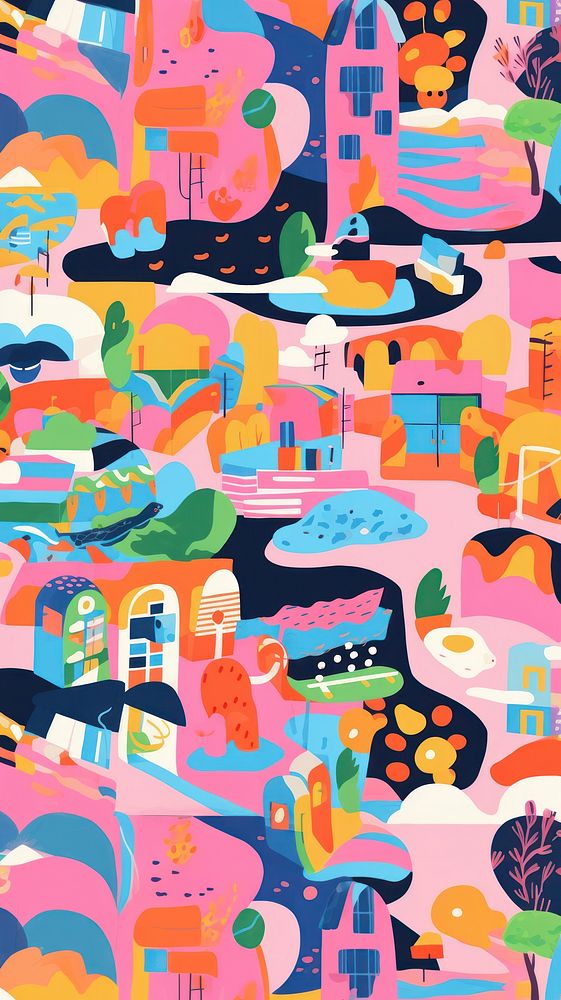 Vibrant market pattern abstract painting graphics. AI generated Image by rawpixel.