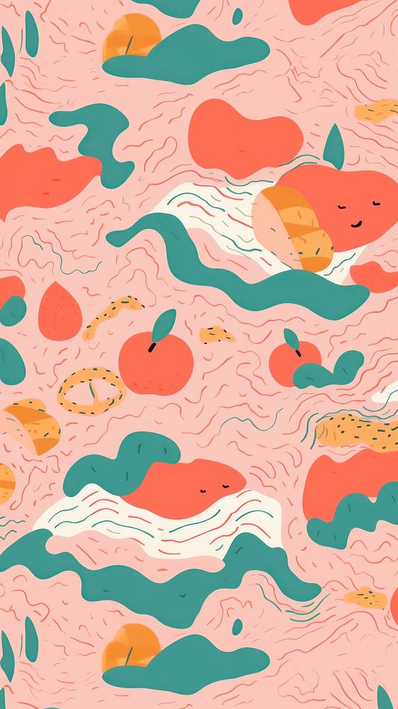 Vibrant peach pattern backgrounds creativity swimming. AI generated Image by rawpixel.