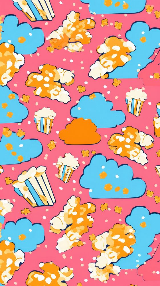 Vibrant popcorn pattern backgrounds outdoors cartoon. AI generated Image by rawpixel.