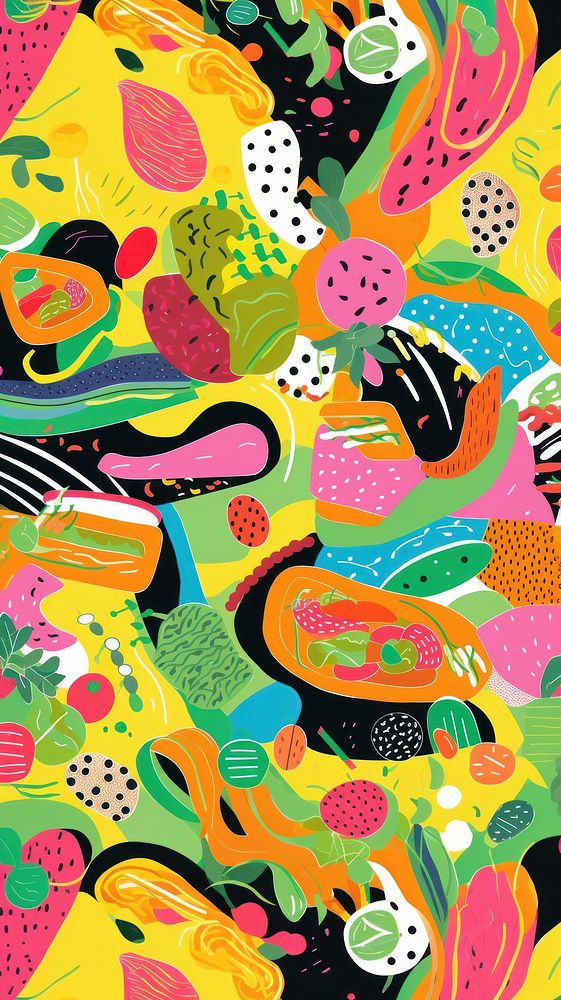Vibrant salad pattern abstract graphics art. AI generated Image by rawpixel.