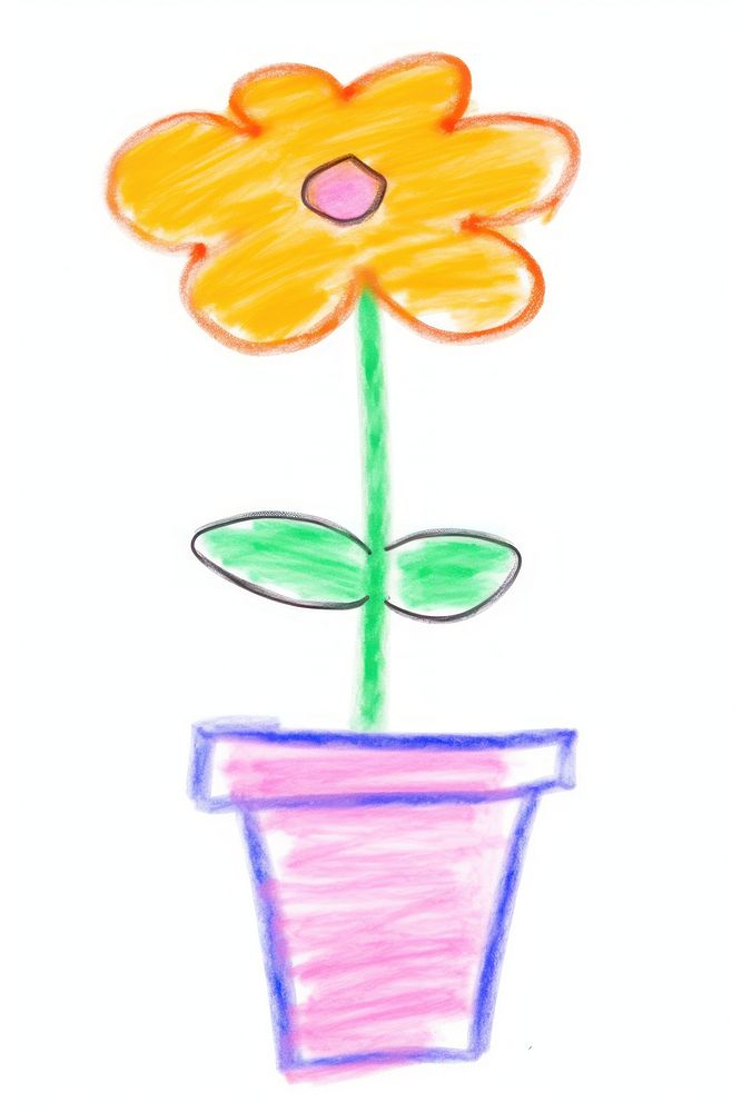 Flower in pot drawing sketch petal. AI generated Image by rawpixel.