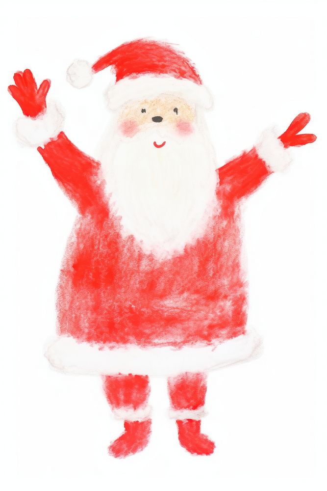 Santa waving hand snowman drawing white background. AI generated Image by rawpixel.