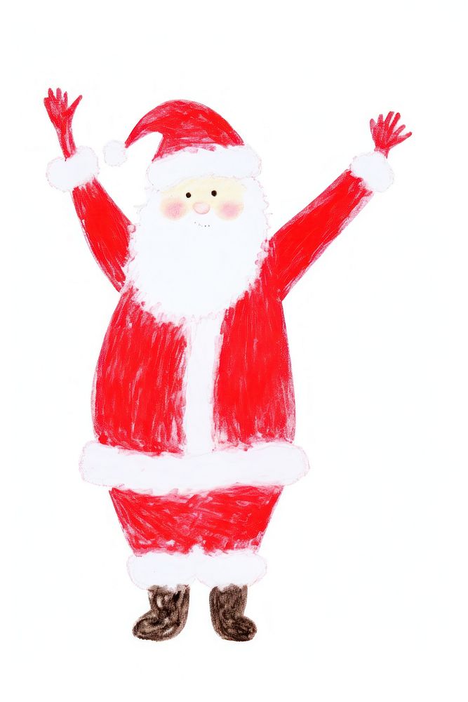 Santa waving hand drawing snowman white background. AI generated Image by rawpixel.