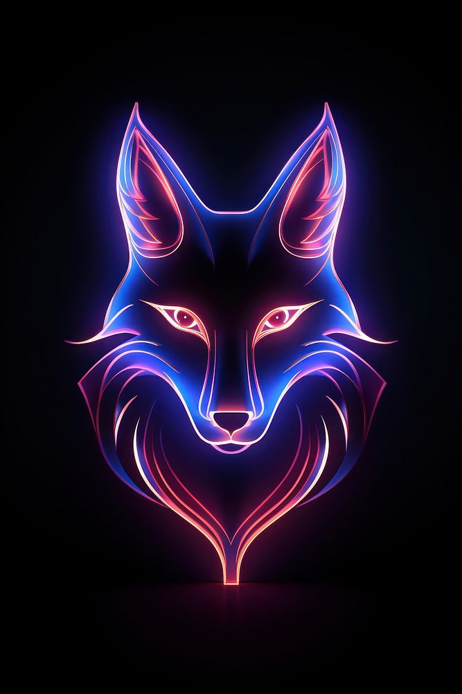 Fox light neon illuminated. AI generated Image by rawpixel.